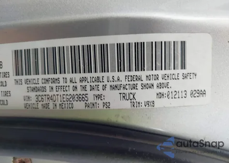 2014 Ram 2500 Slt from USA, damaged, VIN 3C6TR4DT1EG203665